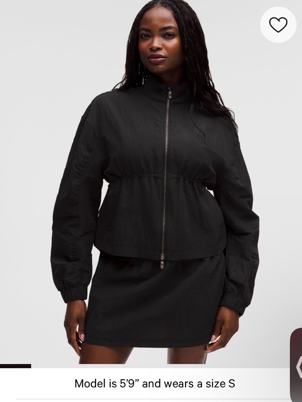 lululemon athletica Black Woven crinkle Nylon cinchable jacket